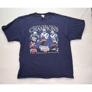 Majestic Athletic NFL New England Patriots SB XXXVI Champions Player‎ Tee Sz XXL